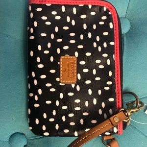 Polka Dot Fossil Wristlet
